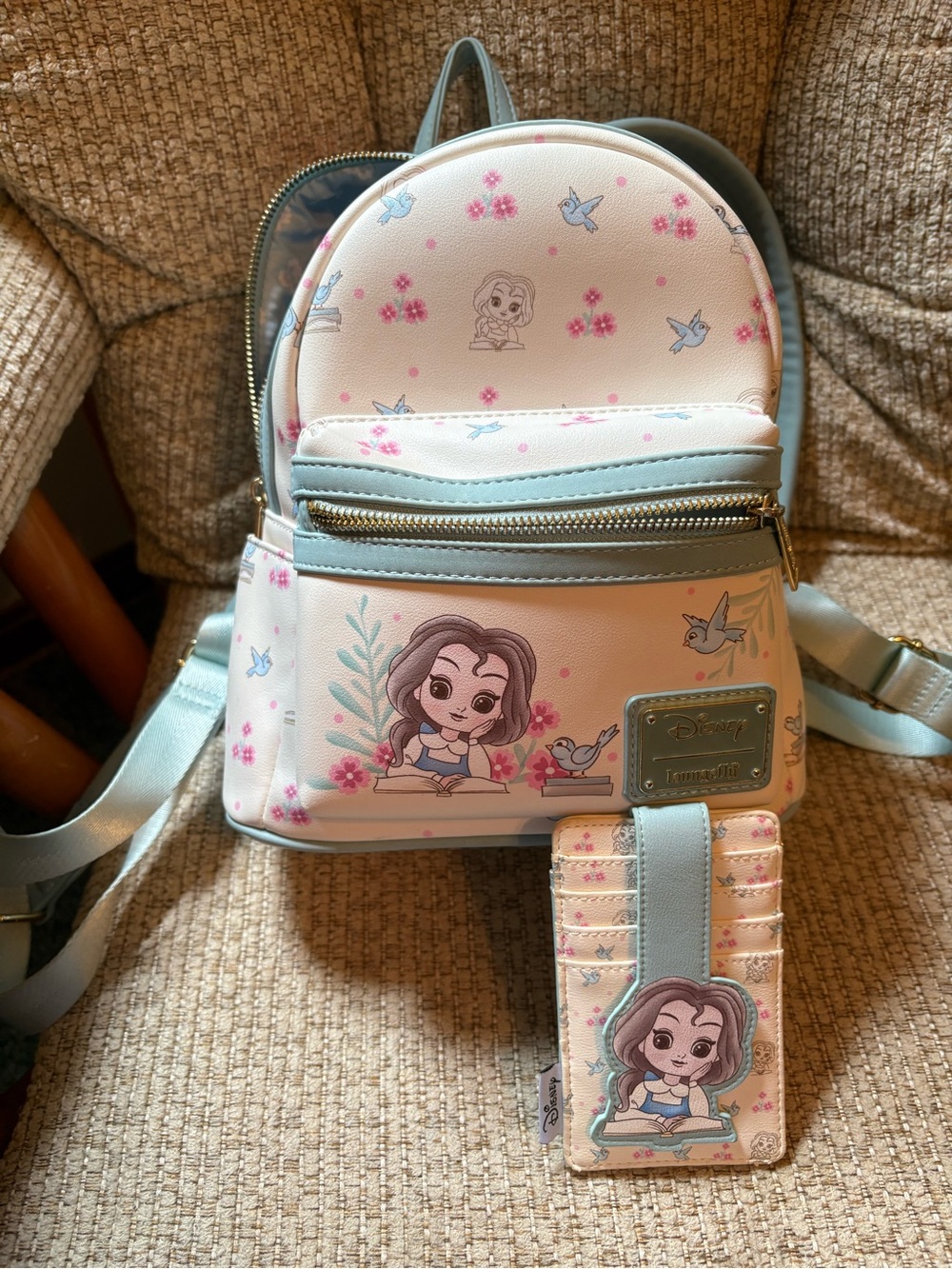 Disney Mini Backpack and Cardholder Set - Light Pink and Light Blue